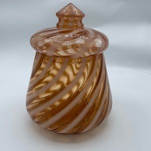 Fenton striped candy jar
